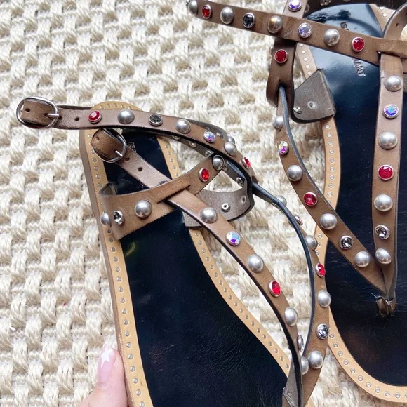Isabel Marant Audrio Stud Multi-Strap Sandal Tan - Picture 9 of 10